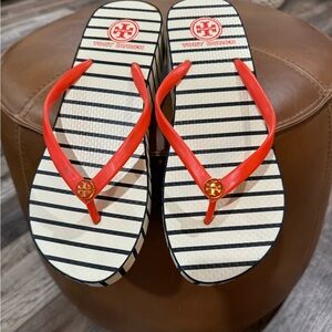Tory Burch size 8 wedge flip flops